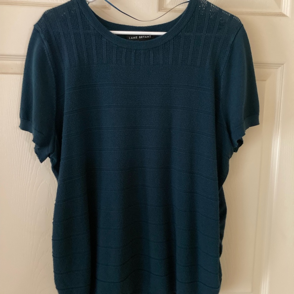 Lane Bryant Relaxed Blue Ribbed Tee